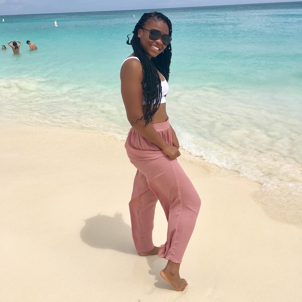 Pink flowy pants